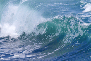 Large wave breaking as nears the beach